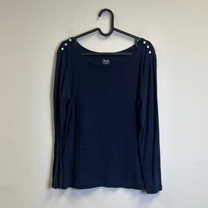Falls Creek Blue Fitted Long Sleeve Blouse